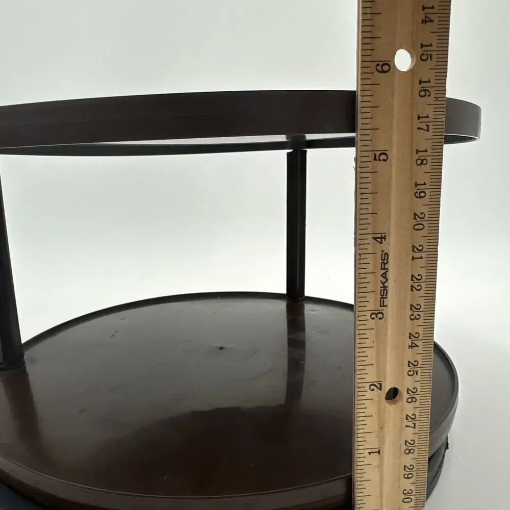 Vintage Lazy Susan 2 Tier Round Turntable 70s Spice Brown Kitchen MCM
